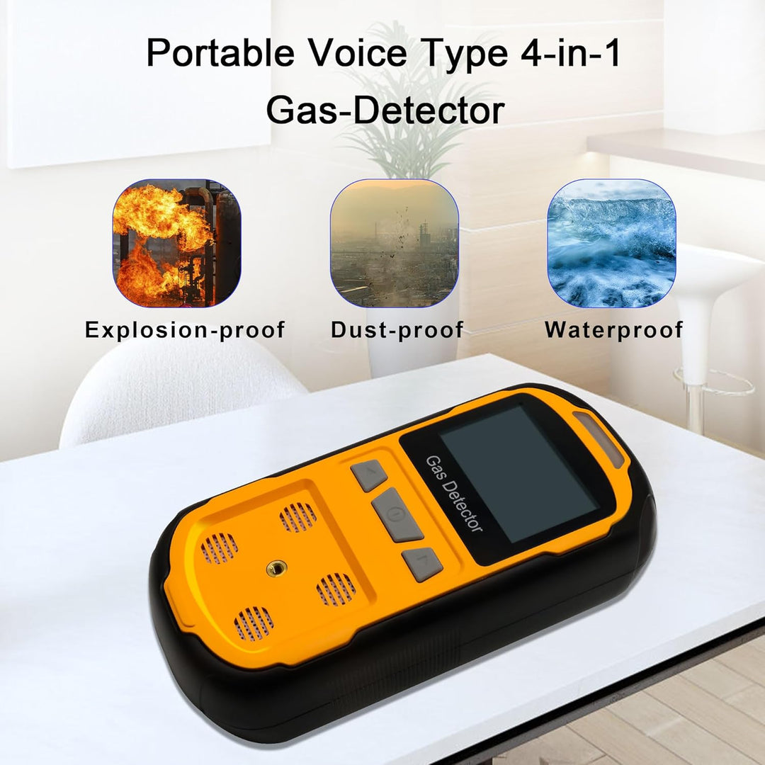 Gaslecksuchgerät für H2S CO O2 und LEL, tragbarer Multi-Gasmelder Gasdetektor mit akustischen, visue