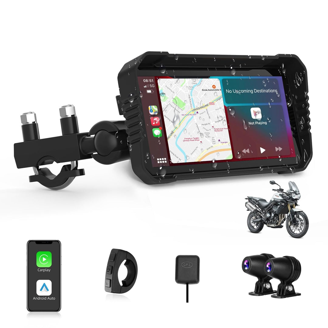 Jansite 4K Dashcam Motorrad Carplay Android Auto Bildschirm, 6,25 Zoll Motorrad Navigationsgeräte mi