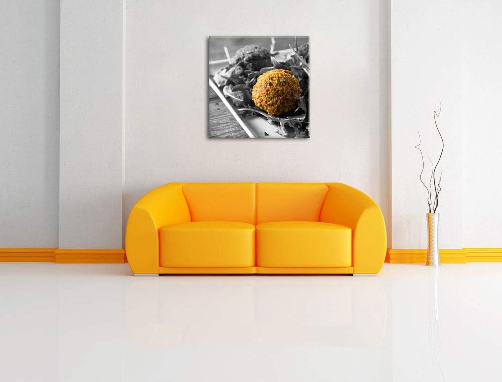Pixxprint Fleischbällchen Salat als Leinwandbild/Grösse: 70x70 cm/Wandbild/Kunstdruck/fertig bespann