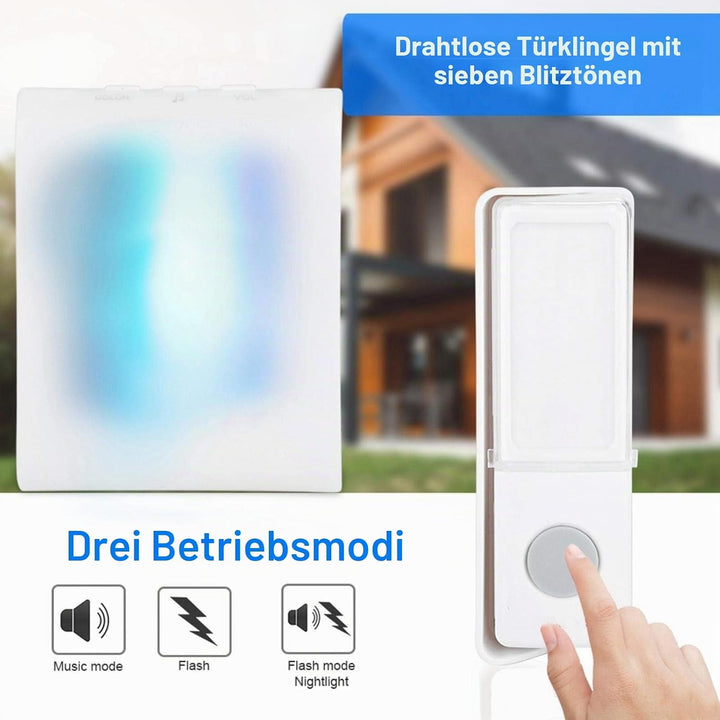 Drahtlose Türklingel 7-Farben-LED-Blitzknopf Türklingel IP44 Regensicheres Türklingel-Kit mit 32 Mel