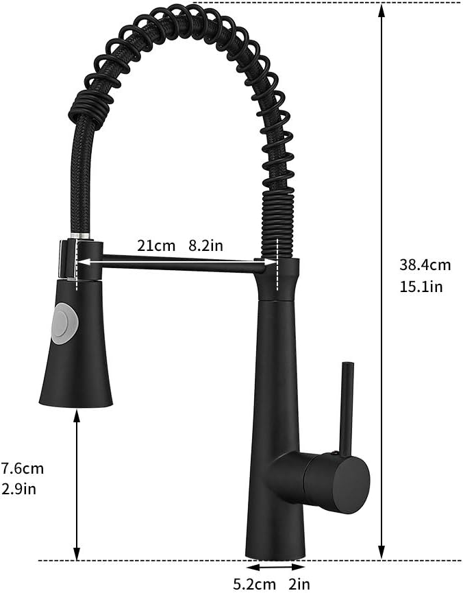 TIMACO Schwarz Wasserhahn Küche 360° Drehbar Küchenarmatur Mischbatterie Gastro Küche Armatur Spiral