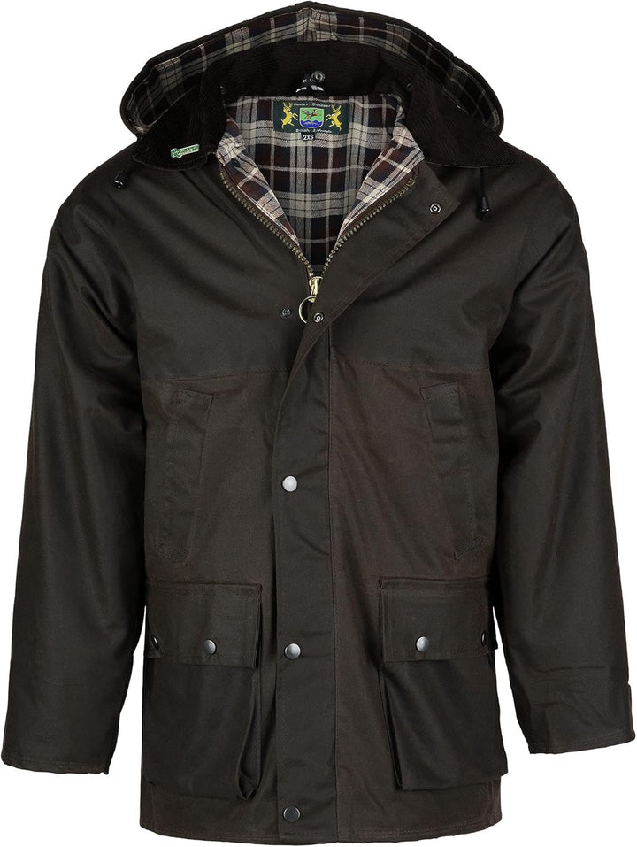 Romneys Original englische Wachsjacke Country - Robuste Wind- und wasserdichte Regenjacke inklusive