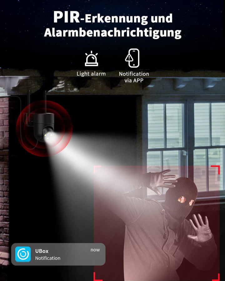 24/7 Aufzeichnung 4G LTE Überwachungskamera Aussen mit SIM Karte, Outdoor Kamera Überwachung Ohne WL
