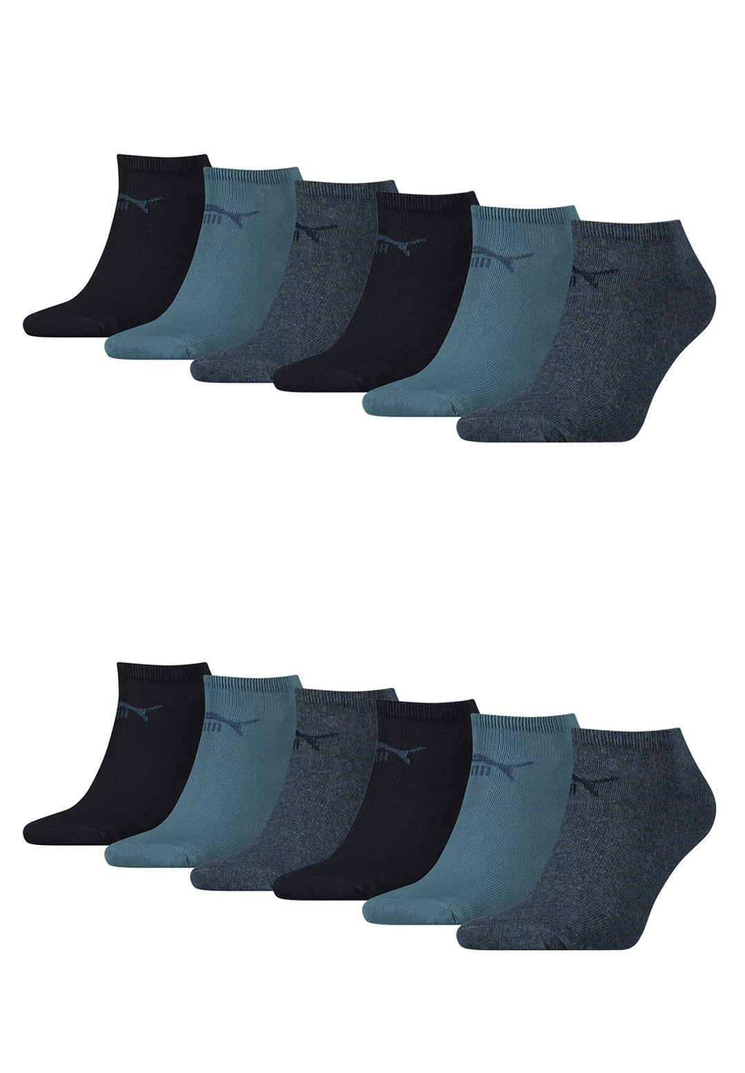 PUMA Unisex Sneaker Socken im Retro Design knöchelhoch für Damen Herren 12er Pack 35-38 Blue Combo,