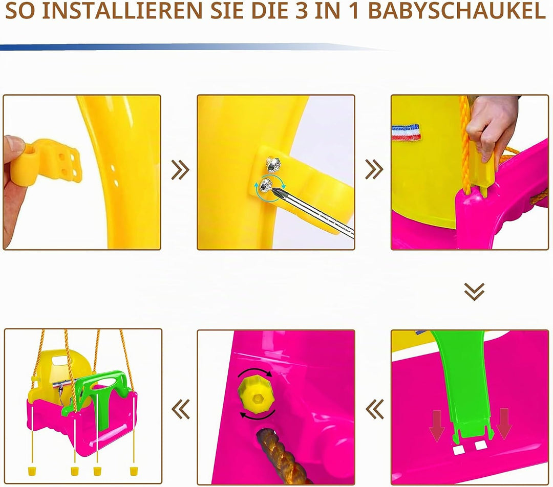 KINSPORY Kinderschaukel Babyschaukel 3 in 1 Babysitz verstellbar Mitwachsend Schaukelsitz Gartenscha