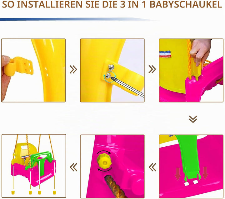 KINSPORY Kinderschaukel Babyschaukel 3 in 1 Babysitz verstellbar Mitwachsend Schaukelsitz Gartenscha