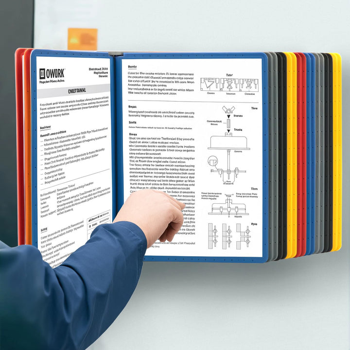 QWORK® Wand Sichttafelsystem - 20X Sichttafeln A4 - Mehrfarbig Dokumentenhalter für Messehallen, Res