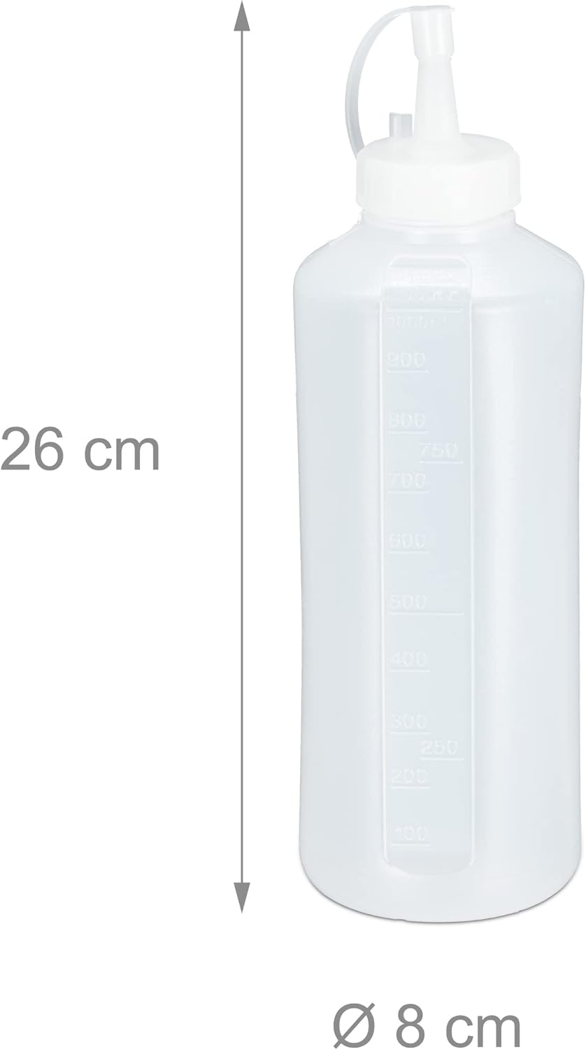 Relaxdays 8 x Quetschflasche, 1000 ml, für Saucen, Spritzflasche zum Befüllen, Squeeze Flasche, Kuns