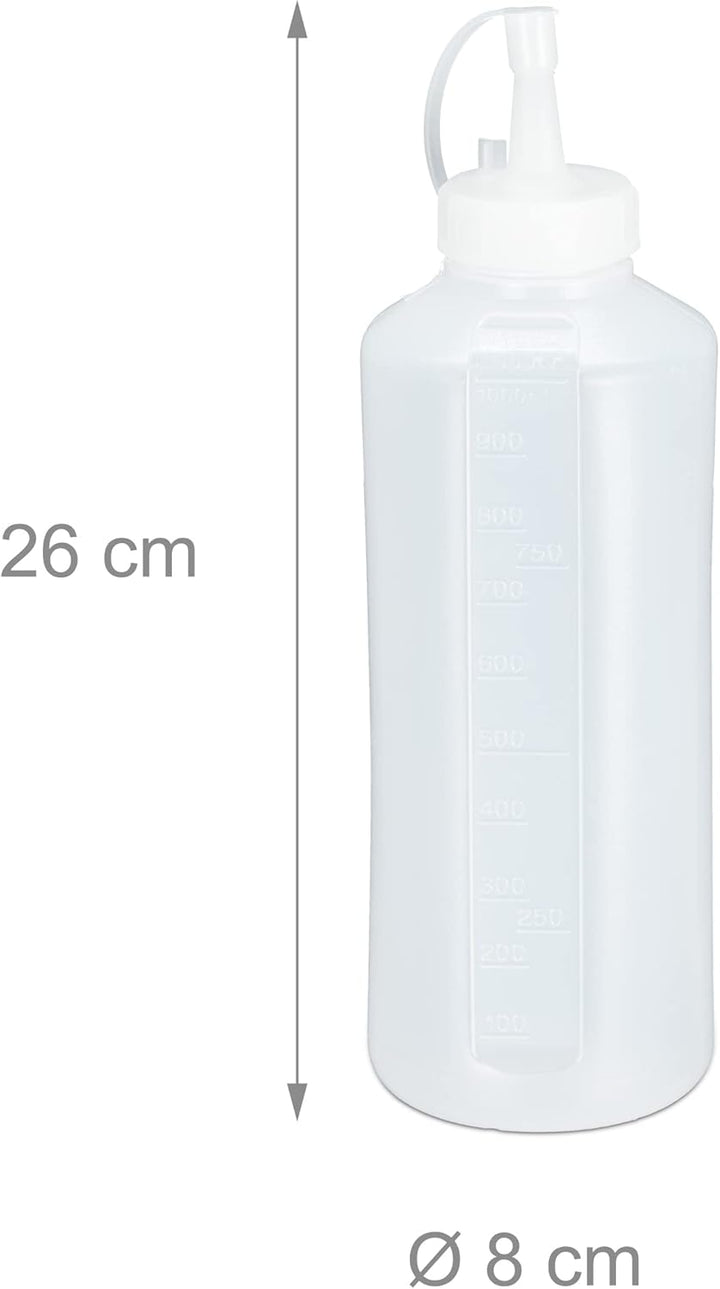 Relaxdays 8 x Quetschflasche, 1000 ml, für Saucen, Spritzflasche zum Befüllen, Squeeze Flasche, Kuns