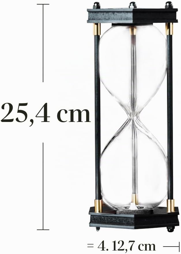 Befüllbare Sanduhr, sechseckiger Holzrahmen, dekorative Sanduhr (leere Sanduhr, grosse Grösse)