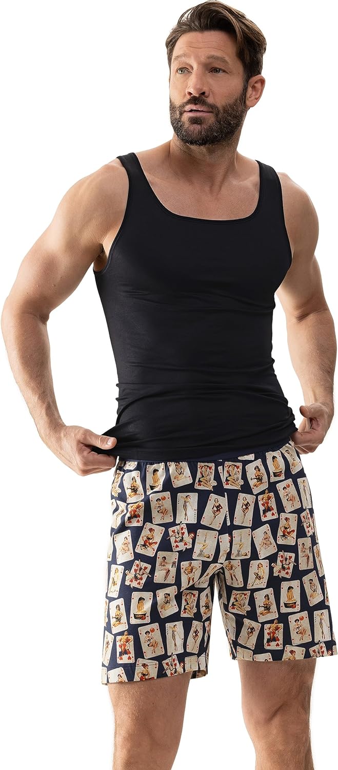 Mey Herren Hose - Als Kurze Homewear-oder Schlafhose mit Komfortbund und ausgefallenem Sexy Cards -