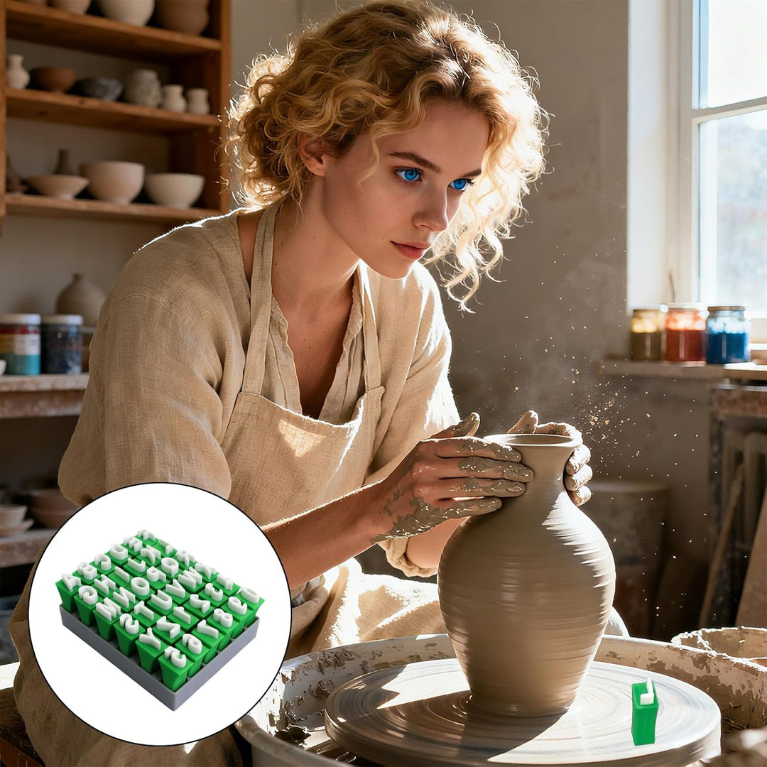 Keramik Stempel Set für Tonarbeiten – Professionelles Keramik Werkzeug mit Buchstaben & Symbolen, Pr