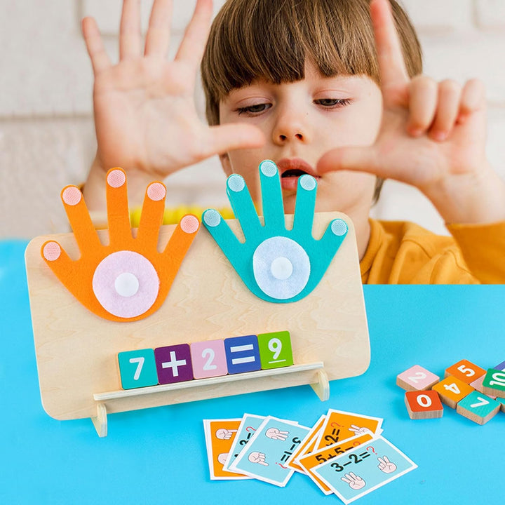 Holz Mathe Spielzeug, Zahlen Lernen für Kinder, Fingerzähl-Mathespielzeug, Zählen Lernspielzeug, Päd