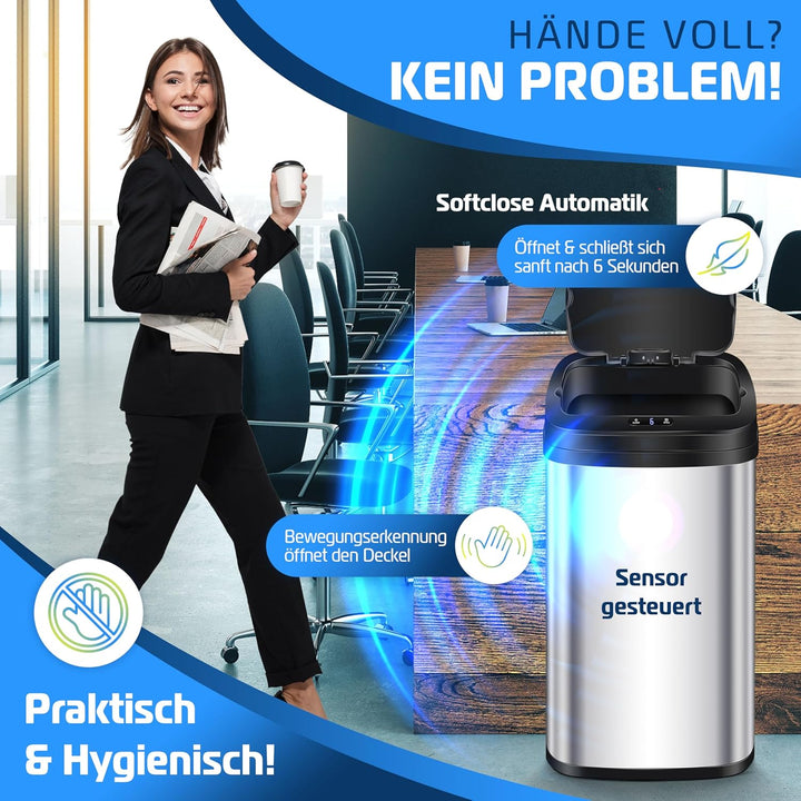 KESSER® Sensor Mülleimer Küche 52 L | Automatik mit Bewegungssensor Abfalleimer & Soft-Close-Deckel
