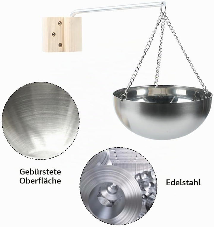 20cm Sauna-Aromaschale Edelstahl-Sauna-Aromaschale Rund | Ätherisches Öl Schale Wandhalterung mit ve