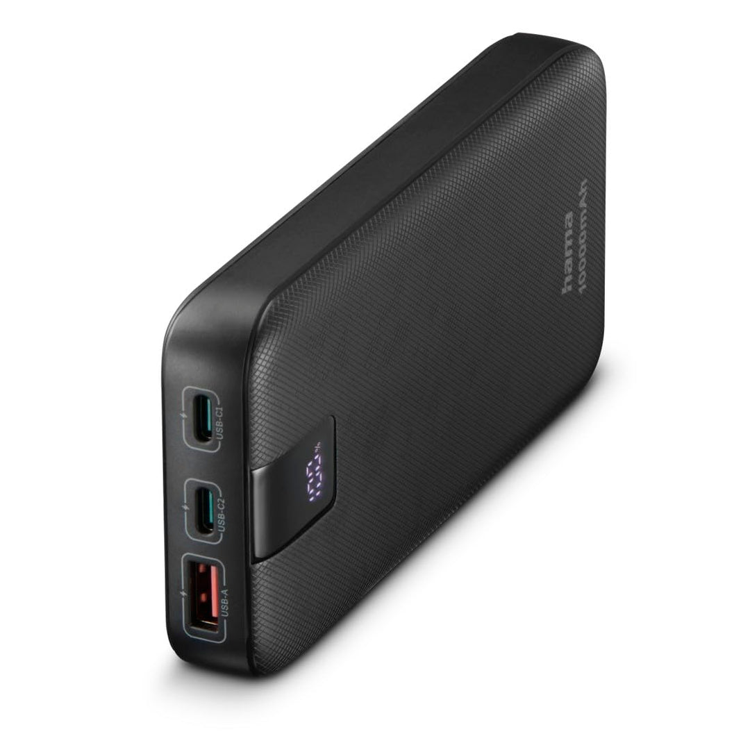 Hama Powerbank PD 10 10000mAh (externer Akku mit 2X USB C + 1x USB A, Power Pack Zertifiziert, Schne