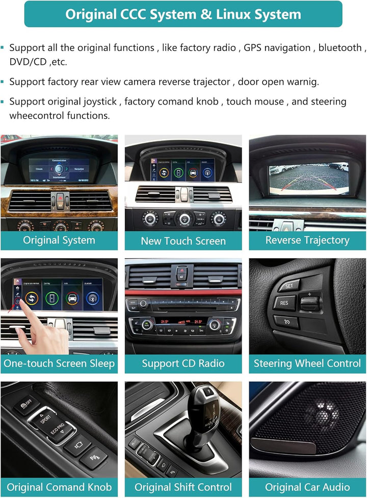 Ninetom 8,9 Zoll Car Radio, CarPlay/Android Auto/Mirrorlink/GPS für BMW CCC 3/5 Series E60 E61 E90 E