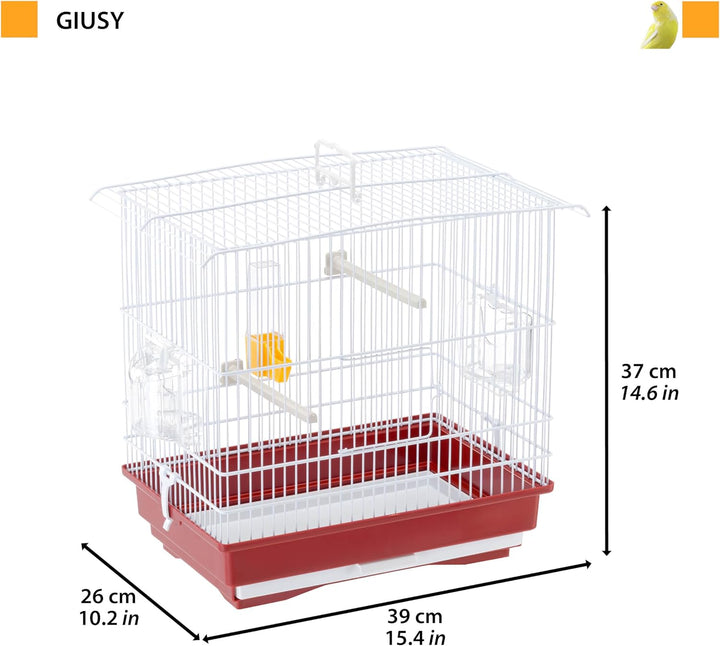 Ferplast Vogelkäfig Kanarienvogel, inkl. Vogelspielzeug, Vogel-Futternapf, Vogel-Sitzstangen, Weiss,