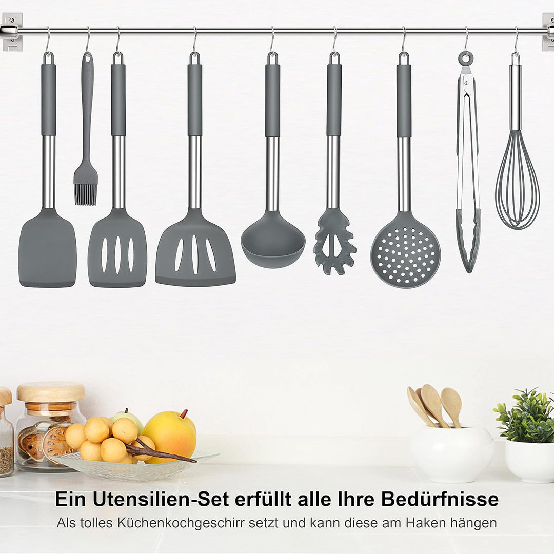 Herogo Küchenhelfer Set, 25 Stück Silikon Küchenutensilien mit Halter, Hitzebeständiger Kochbesteck