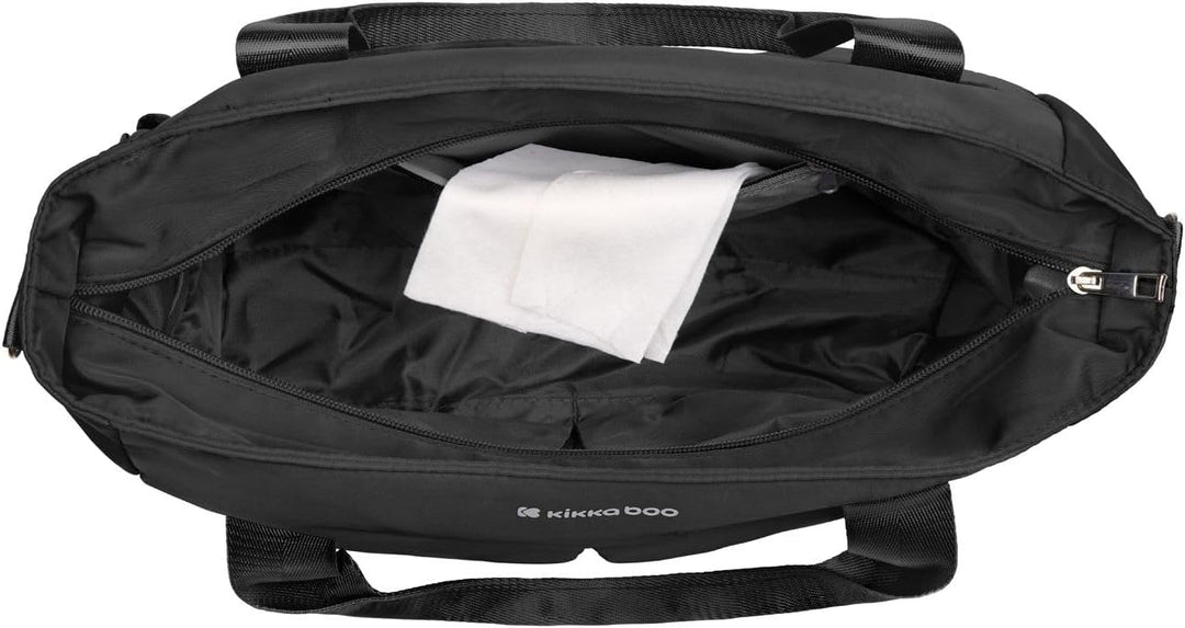 Kikkaboo Brielle Wickeltasche, Befestigungsclips, wasserdicht, Schultergurt Schwarz, Schwarz