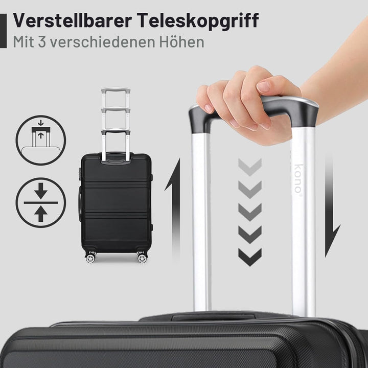 KONO Handgepäck Koffer 20 Zoll Leichter ABS+PC Hartschalenkoffer mit TSA-Schloss Reisekoffer mit 4 R