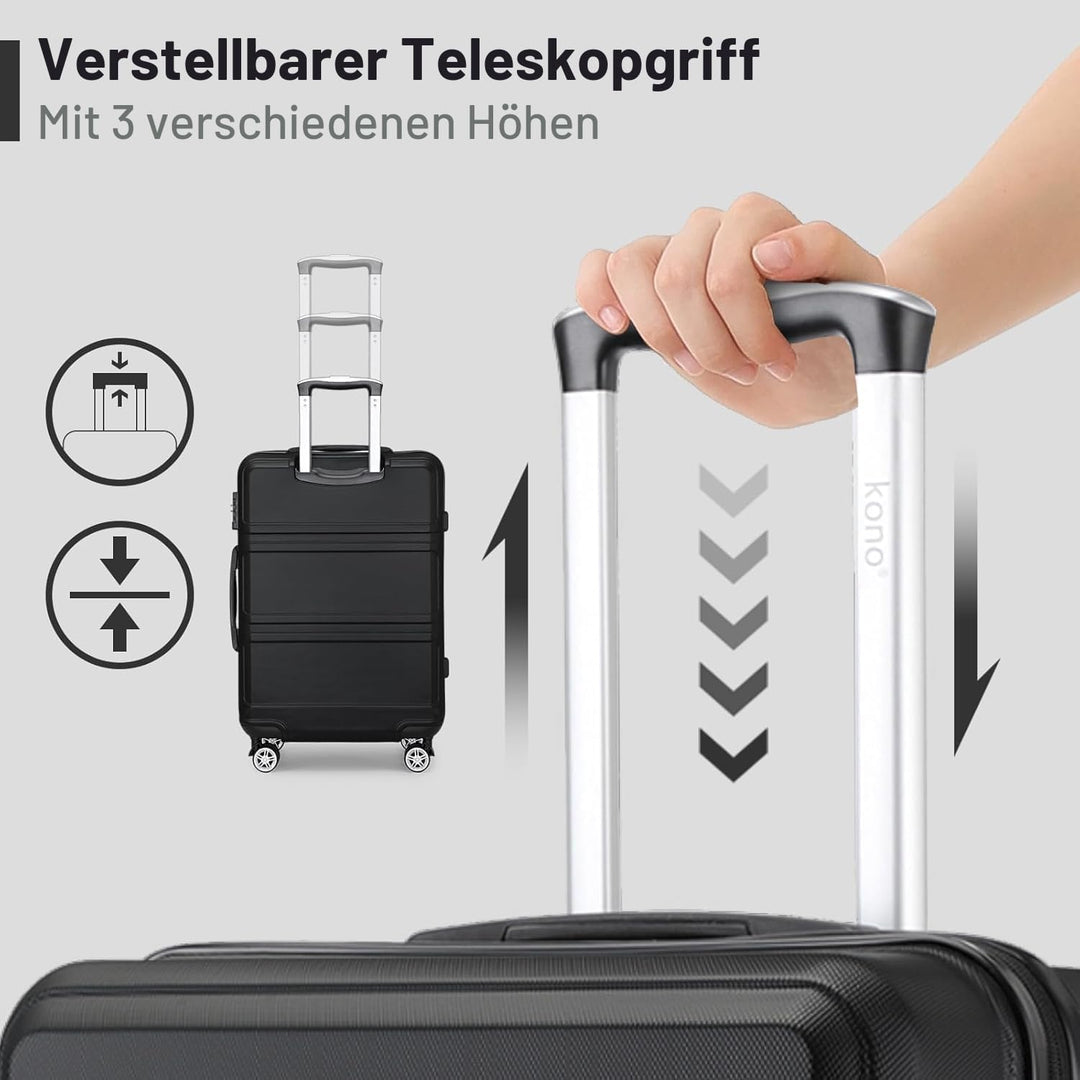 KONO Handgepäck Koffer 20 Zoll Leichter ABS+PC Hartschalenkoffer mit TSA-Schloss Reisekoffer mit 4 R