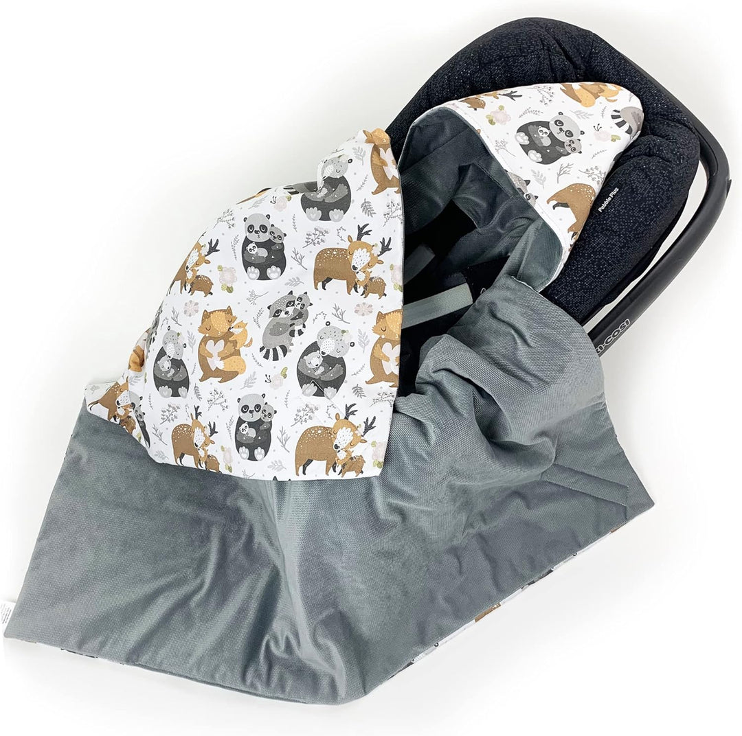 Winter XXL Einschlagdecke Babyschale mit Füllung Gr. XXL 0-12 Monaten Baby Decke ganzjährig Cute Ani