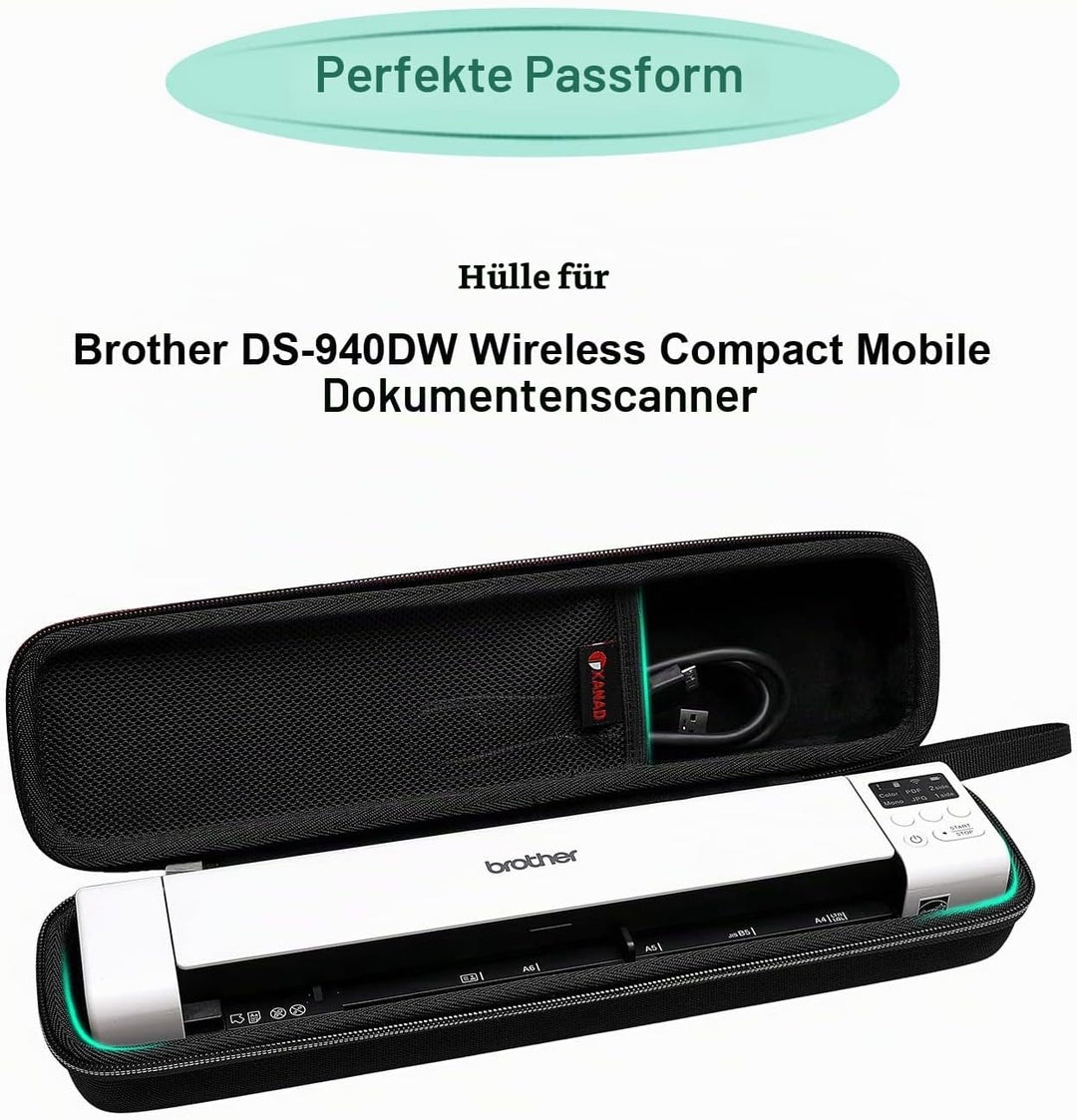XANAD Tasche für Dokumentenscanner, kompatibel für Brother DS-640 / DS-740 / DS-940 Mobiler Scanner