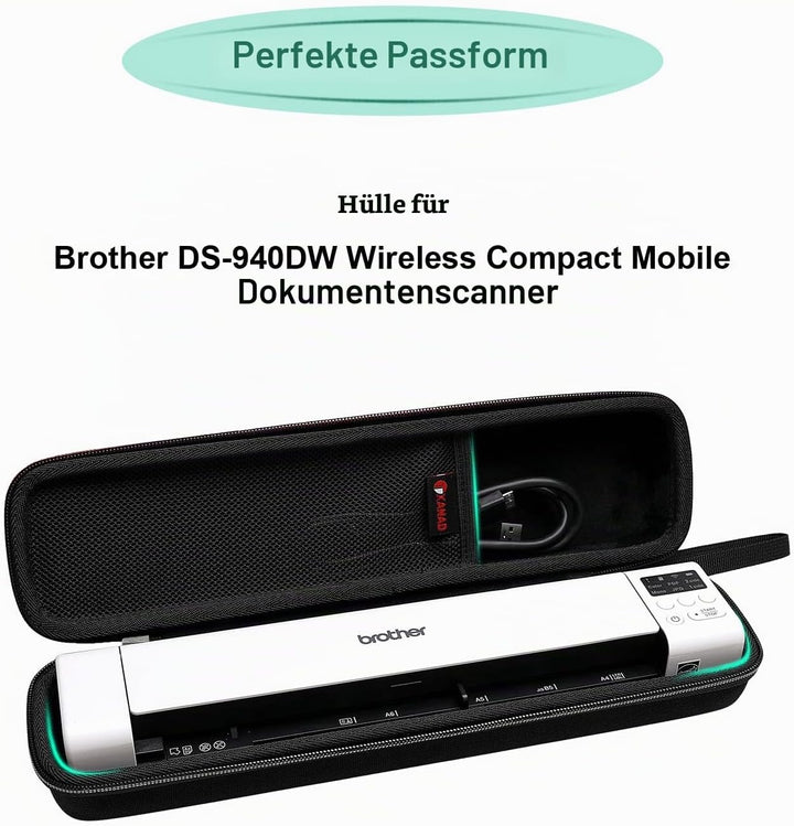 XANAD Tasche für Dokumentenscanner, kompatibel für Brother DS-640 / DS-740 / DS-940 Mobiler Scanner