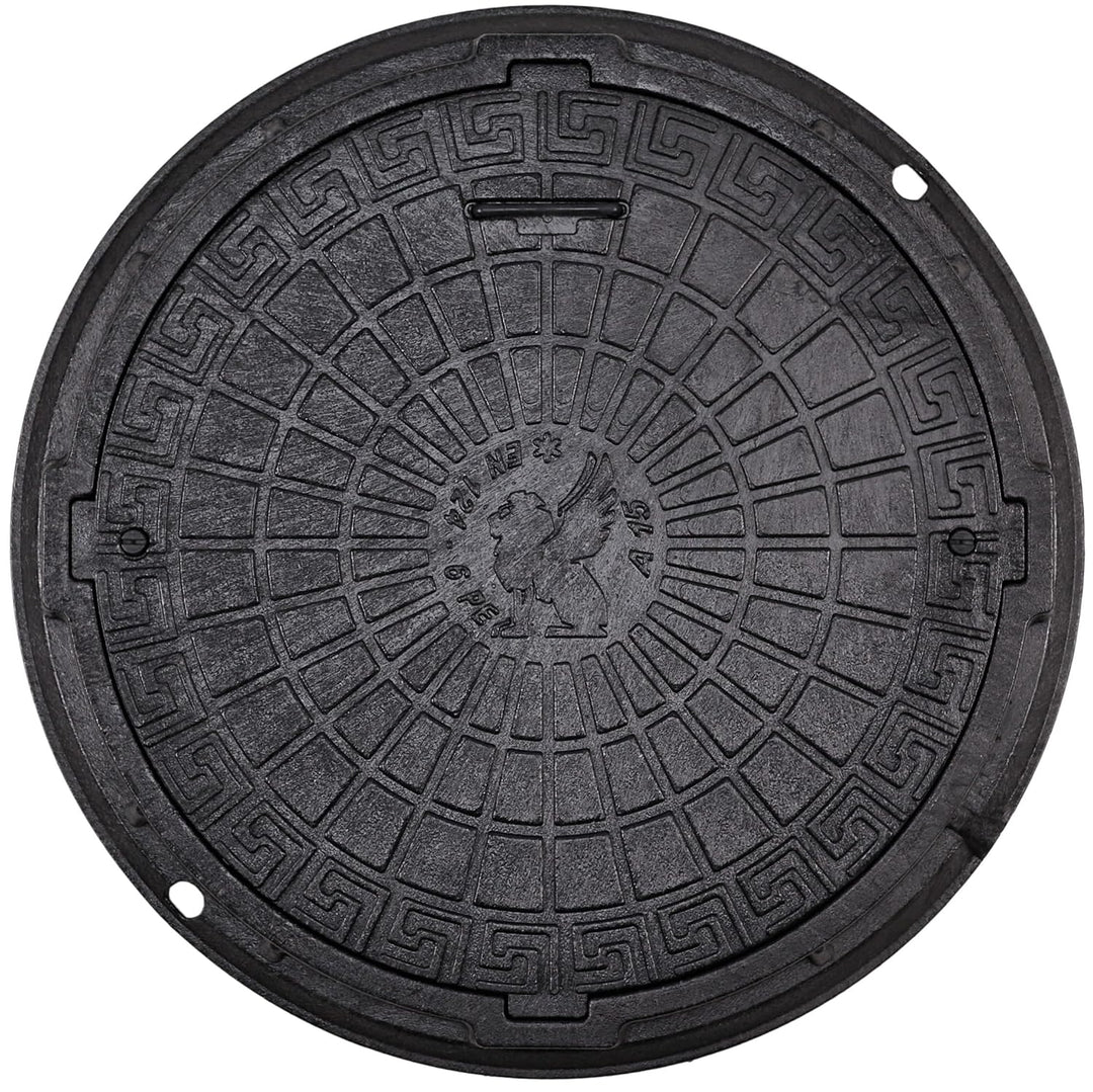 BABYLONPLAST Schachtabdeckung, Kanaldeckel DN600/780, Deckel Kunststoff Schachtdeckel A15, mit Siche