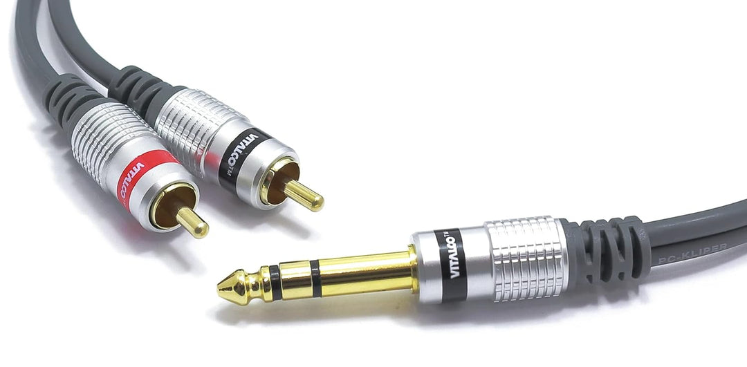 6.3mm Stereo Klinke auf Cinch Kabel 5m 2x Male Cinch Stecker zu Stereo Grosse Klinke Audio Adapter M