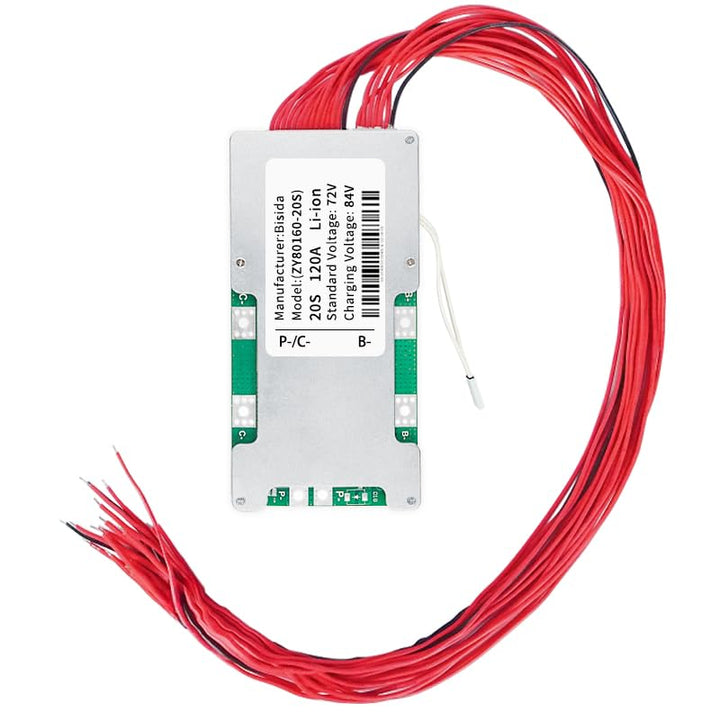 BMS 20S 72V 120A Lithium-PCB-Schutzplatine mit Balancerleitung und NTC, gemeinsamem Anschluss, zehn