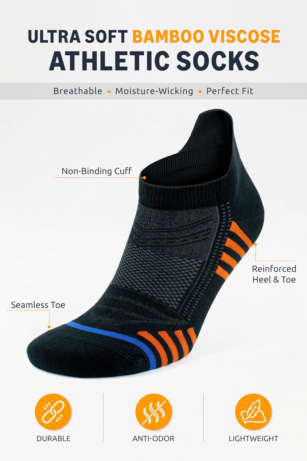 GoWith 6 Paar Sneaker Socken für Damen und Herren, Bambus (Viskose) Bunte Socken, Ohne Naht Sportsoc