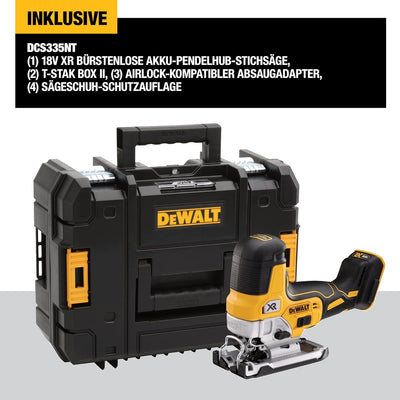 Dewalt 18V Akku-Pendelhubstichsäge DCS335NT (bürstenlos, verstellbarer Alu-Druckguss-Sägeschuh, 3-fa