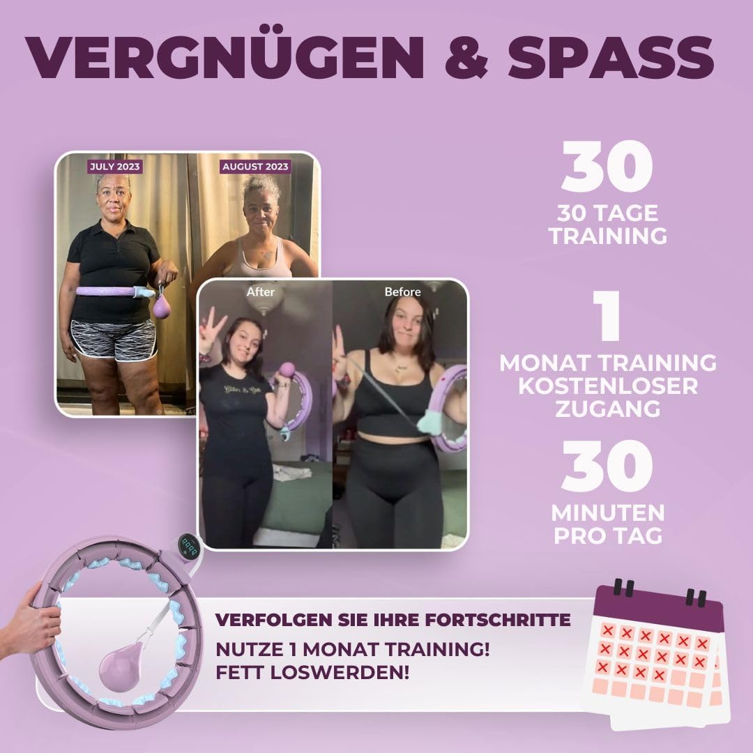 Swiss Activa+ Leiser Hula-Hoop-Reifen mit Taillentrainer S5.S+ mit Taillengürtel, S5.S+ mit Tailleng