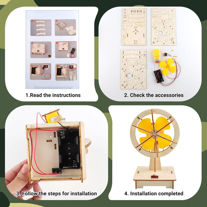 4 Stück Experimente für Kinder, Elektronik Baukasten DIY STEM Spielzeug, Holz Wissenschaft Bausatz S