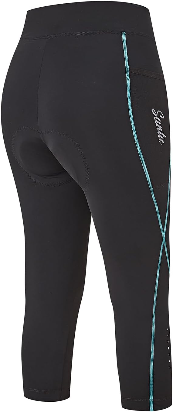 Santic Radlerhose Damen 3/4 Gepolstert Fahrradhose Damen mit Polster Radhose Damen M Schwarz, M Schw