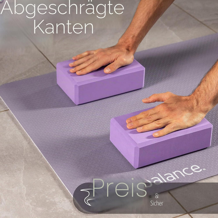 Core Balance Yoga Blocks im Doppelpack & GRATIS Yoga-Gurt, 2 STK. Eva Schaumstoff-Blöcke, robust & l