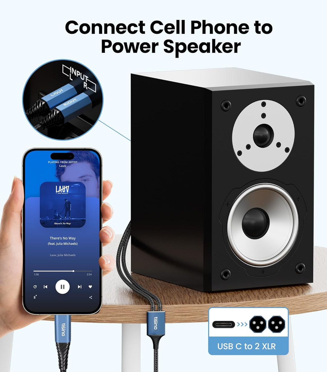 Tisino USB C auf Dual XLR Male Audio Kabel, XLR to USB C Stereo Power Amplifier Kabel für den Anschl