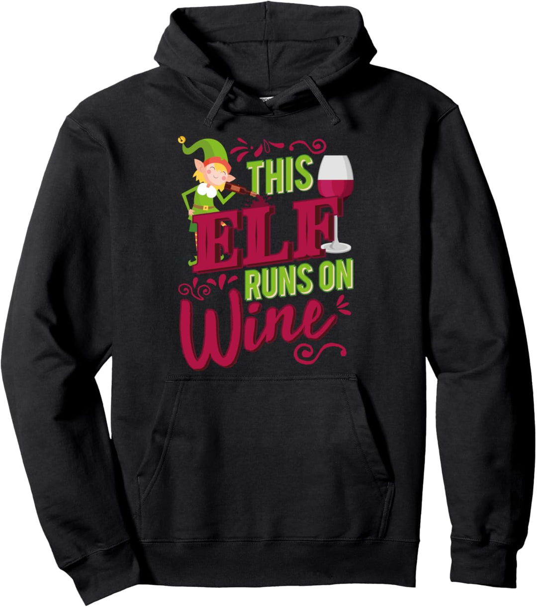 Dieser Elf läuft auf Wein | Weihnachtswein Pullover Hoodie