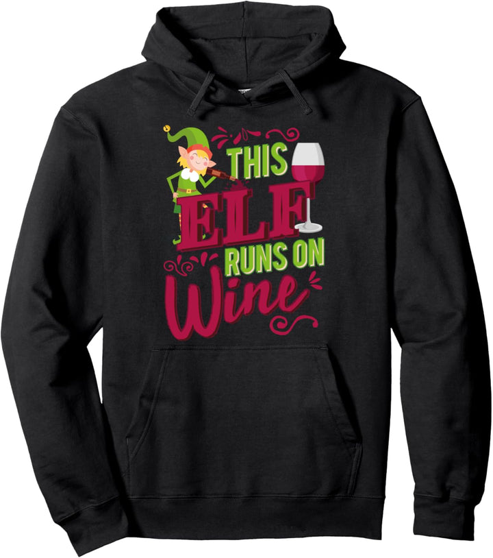 Dieser Elf läuft auf Wein | Weihnachtswein Pullover Hoodie