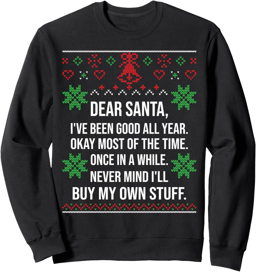 Ugly Christmas Sweater Santa Claus Wish List Weihnachten Sweatshirt