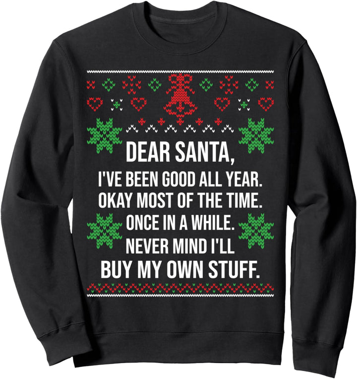 Ugly Christmas Sweater Santa Claus Wish List Weihnachten Sweatshirt