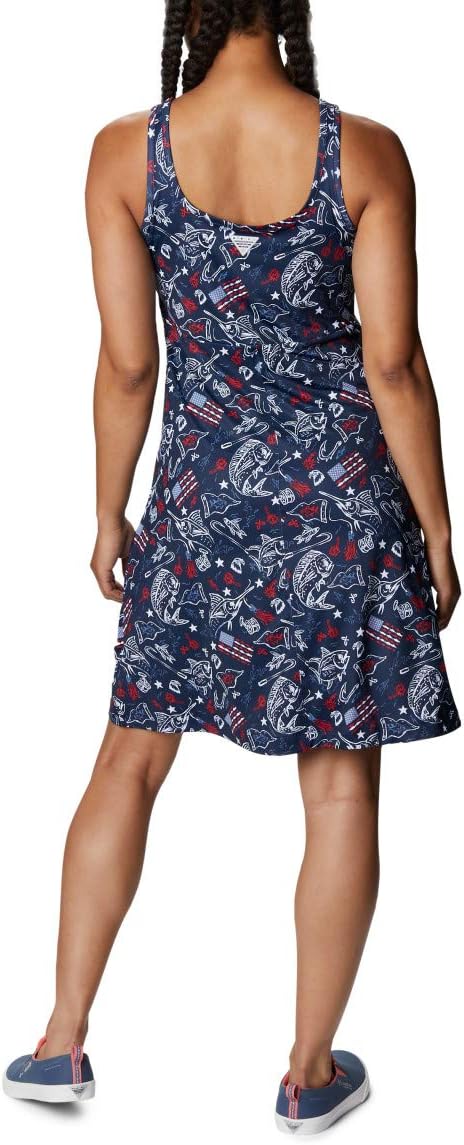 Columbia Damen Freezer Iii Kleid Freezer III Kleid S Collegiate Navy Americana Fishing Print, S Coll