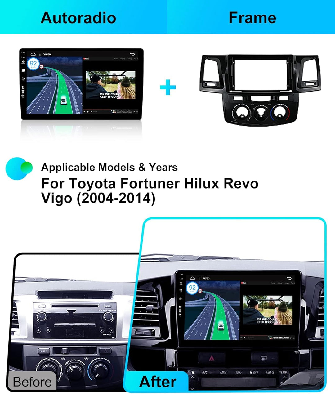 JOYX Android 15 IPS Autoradio Passt für Toyota Fortuner Hilux Revo Vigo (2004-2014) - Eingebautes Ca