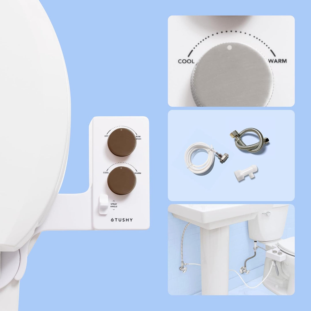 TUSHY Selbstreinigender Bidet-Aufsatz für kaltes bis warmes Wasser Einfache universelle DIY-Installa