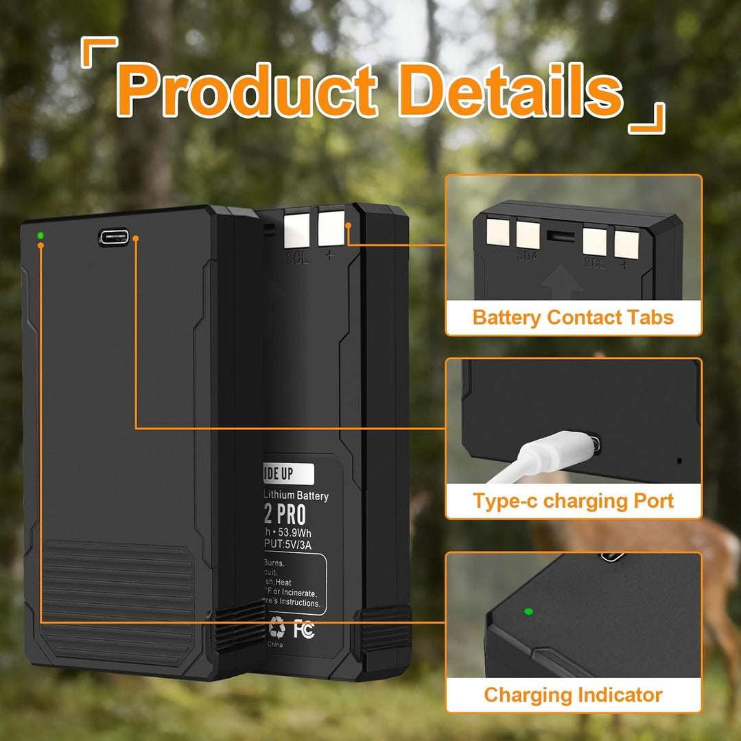 2er Pack ANTIEE LIT-22 Pro Wiederaufladbare Batterien - Ersatzakku für SPYPOINT Trail-Kamera Flex-M/