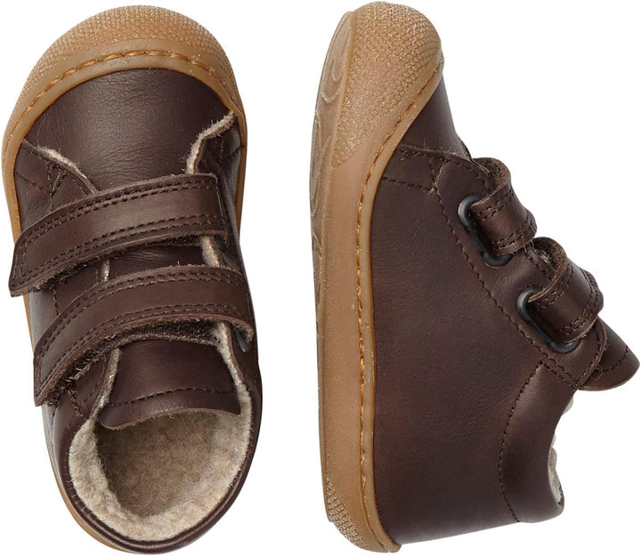 NATURINO Lauflernschuhe aus Nappaleder mit Wollfutter, Dunkelbraun