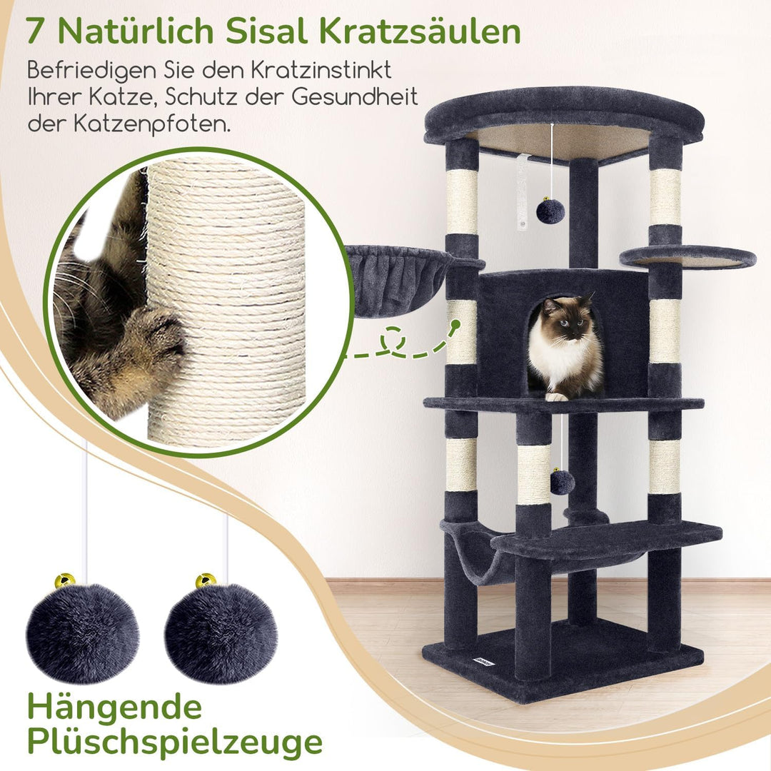 Globlazer Kratzbaum Grosse, Kratzbaum Stabil Passform Ecke mit Gross Katzenhaus 90° Sektor Gepolster