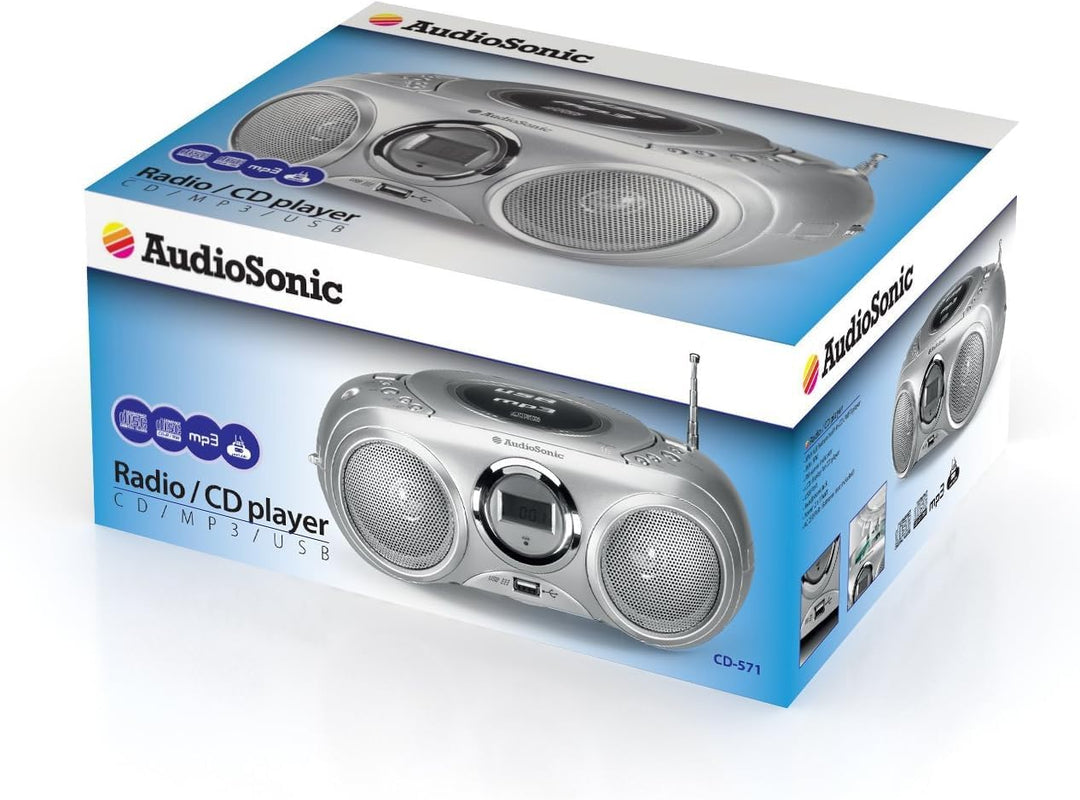 AudioSonic CD-571 CD Stereoradio (MP3, USB 2.0) Silber, Silber
